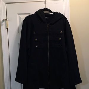 Torrid Black Fleece Hooded Military Jacket